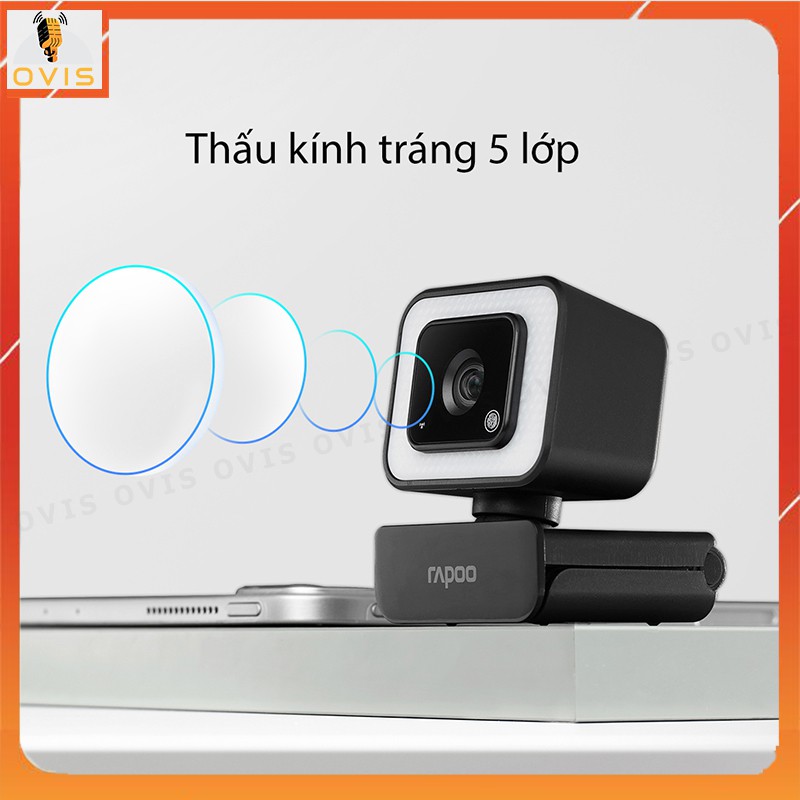 Rapoo C270L - Webcam Họp Trực Tuyến Lấy Nét Tự Động HD 1080p, Góc Siêu Rộng 105°, Giảm Tiếng Ồn Kép
