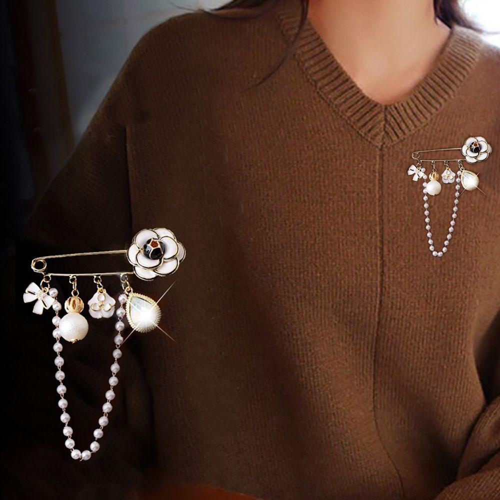 Ghim Cài Áo Phong Cách Vintage Dành Cho Nữ|Ghim Cài Áo Hình Hoa Tráng Men Đính Ngọc Trai Ngọt Ngào