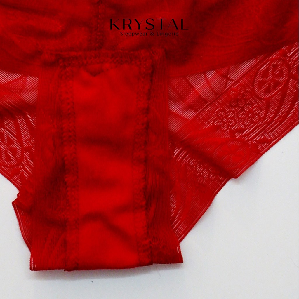 Bộ đồ lót ren không gọng mút vừa nâng nhẹ màu Đỏ quần Basic KRYSTAL KB60 | WebRaoVat - webraovat.net.vn