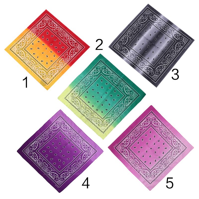 Khăn Cotton Vuông 55x55CM Họa Tiết Hoa Màu Gradient Phong Cách Bohemian