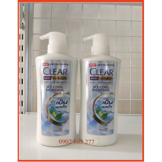 [Hàng chính hãng]Dầu gội Clear Ice Cool Menthol 450ml (xanh nhạt)