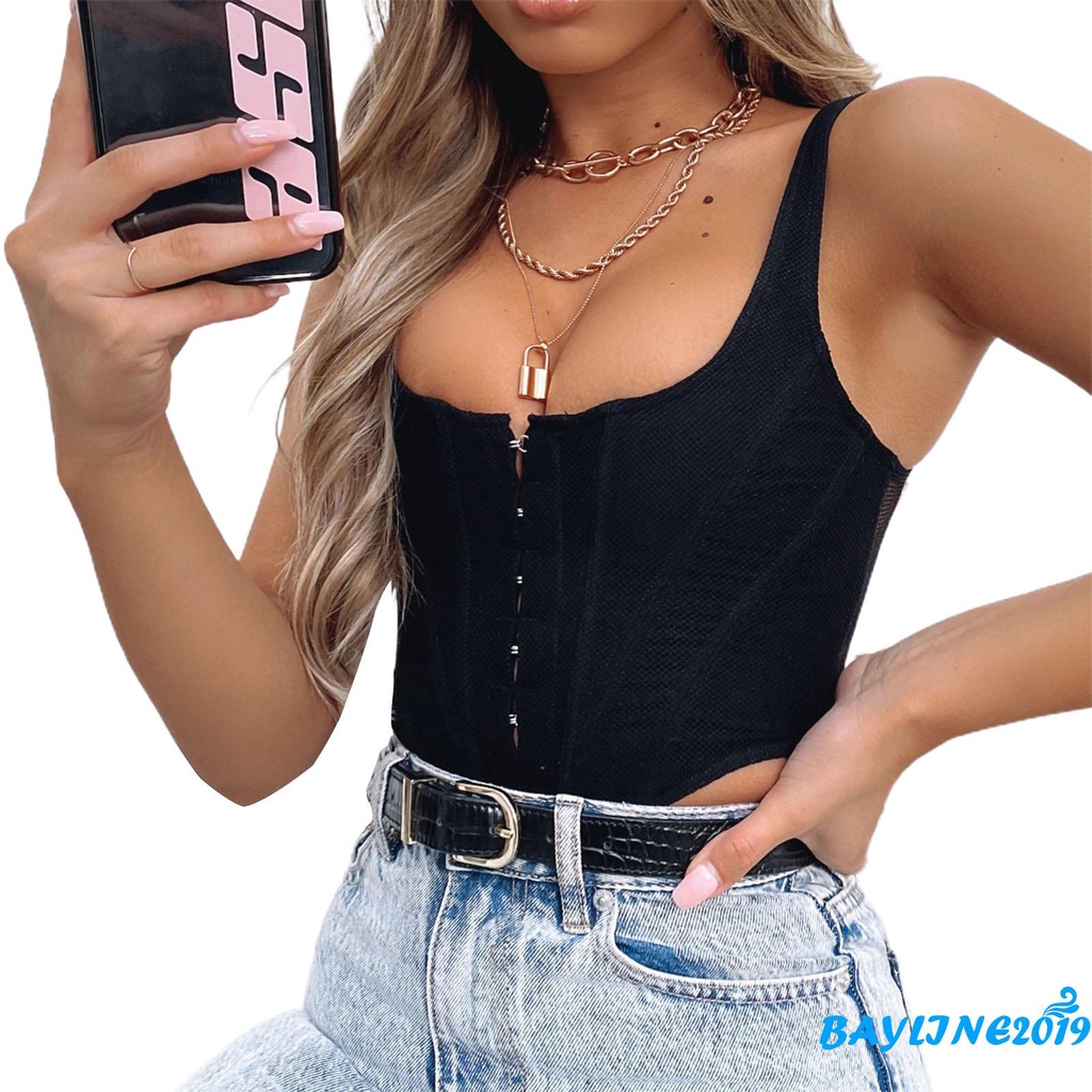 Áo Thun Nữ Không Tay Cổ Chữ U Màu Trắng / Đen