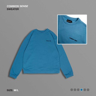 COMMON SENSE-Áo sweater nỉ unisex màu xanh