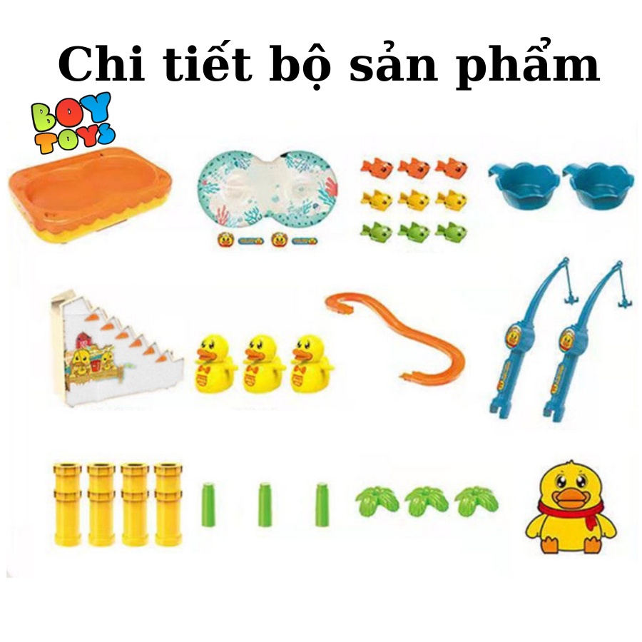 Đồ chơi câu cá và vịt vàng leo thang 2 trong 1 có nhạc và đèn kết hợp từ tính bơi tự động vui nhộn cho bé