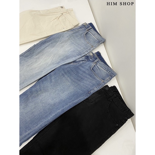Quần jeans basic unisex Polham Hàn Quốc chính hãng