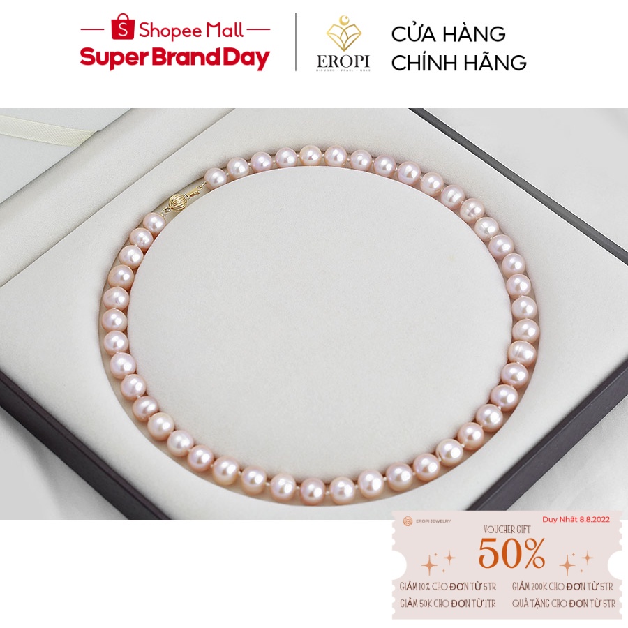 Set 2 ngọc trai Freshwater tròn 8-10mm cam 14k