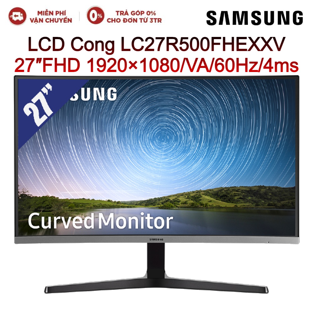 Màn hình máy tính LCD SAMSUNG Cong LC27R500FHEXXV 27″FHD 1920×1080/VA/60Hz/4ms (Đen)