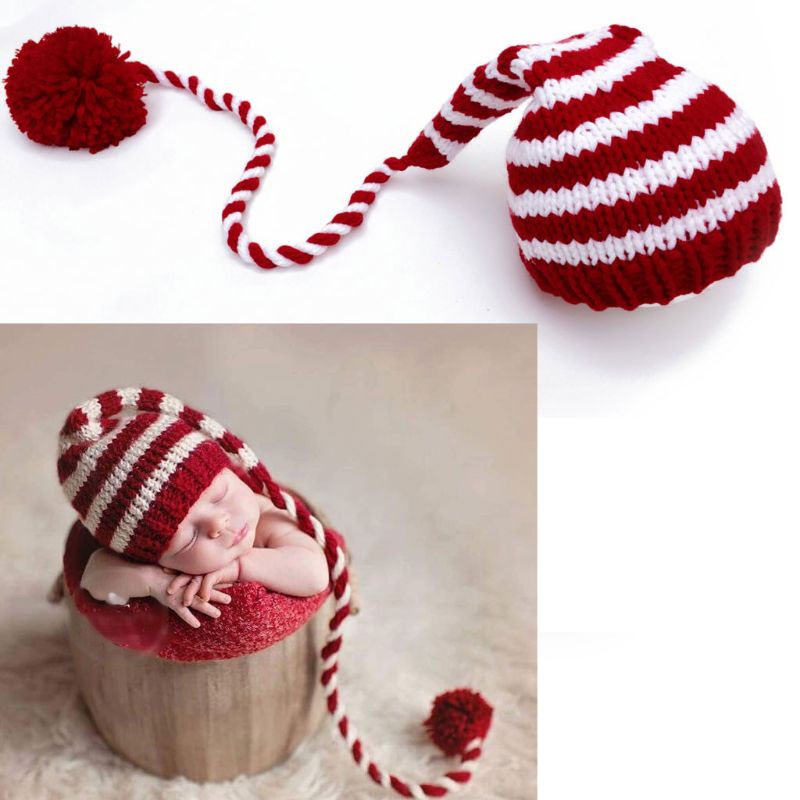 Mũ Ông Già Noel Đuôi Dài Dày Dặn Dùng Làm Đạo Cụ Chụp Ảnh Giáng Sinh Năm Mới