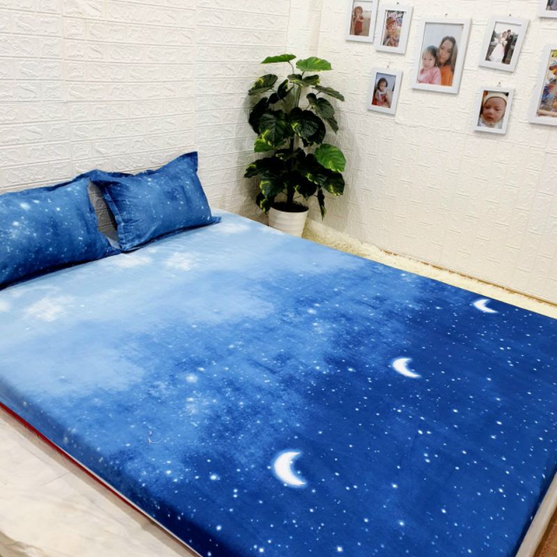 Bộ 5 ga gối và chăn phao poly cotton chần bông dày loại 1 mềm êm được chọn mẫu