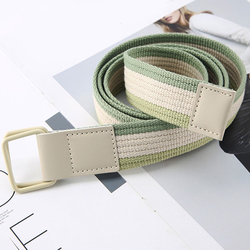 Aligap Thắt Lưng Vải canvas Hai Lớp Khóa Vuông Kim Loại Nhiều Màu Sắc Phong Cách Hàn Quốc Giản Dị