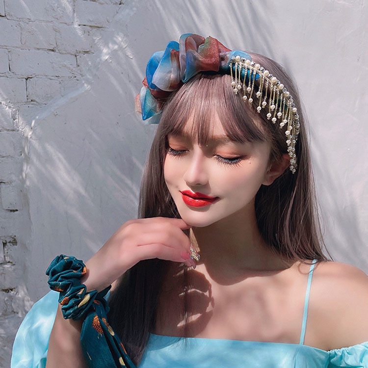 [Aishang Xinh Đẹp] Kẹp Tóc Dạng Xếp Nếp Bong Bóng Lớn Dát Kim Cương Giả Đính Ngọc Trai Thời Trang Phương Tây Dễ Phối Đồ Ngọt Ngào Cho Nữ