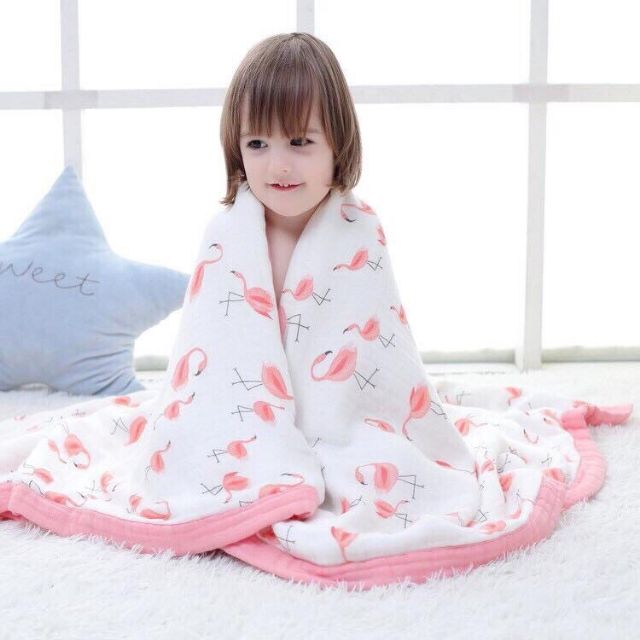 Khăn Tắm - Chăn Xô Sợi Tre Cao Cấp Bo Viền 4 Lớp Xuất Nhật 110x120cm