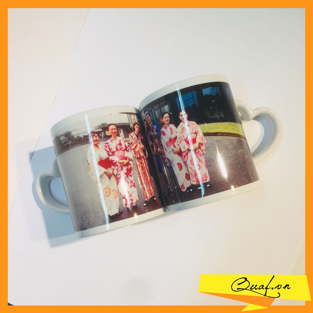 In Cốc Sứ Trắng Quai Tim