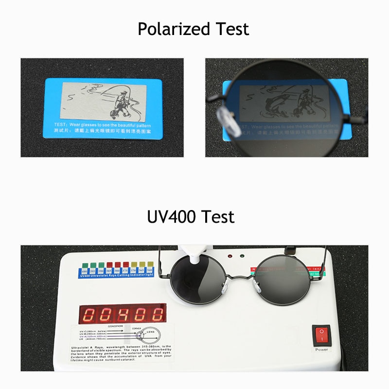 Kính Mát Phân Cực Gọng Kim Loại Tròn Màu Đen Phong Cách Cổ Điển Cho Nam Và Nữ | BigBuy360 - bigbuy360.vn