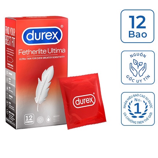 Bao Cao Su SIÊU MỎNG Durex Fetherlite Ultima - 12 cái