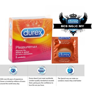 Bao Cao Su CÓ GÂN GAI Durex PleasuareMax Hộp 3 Cái