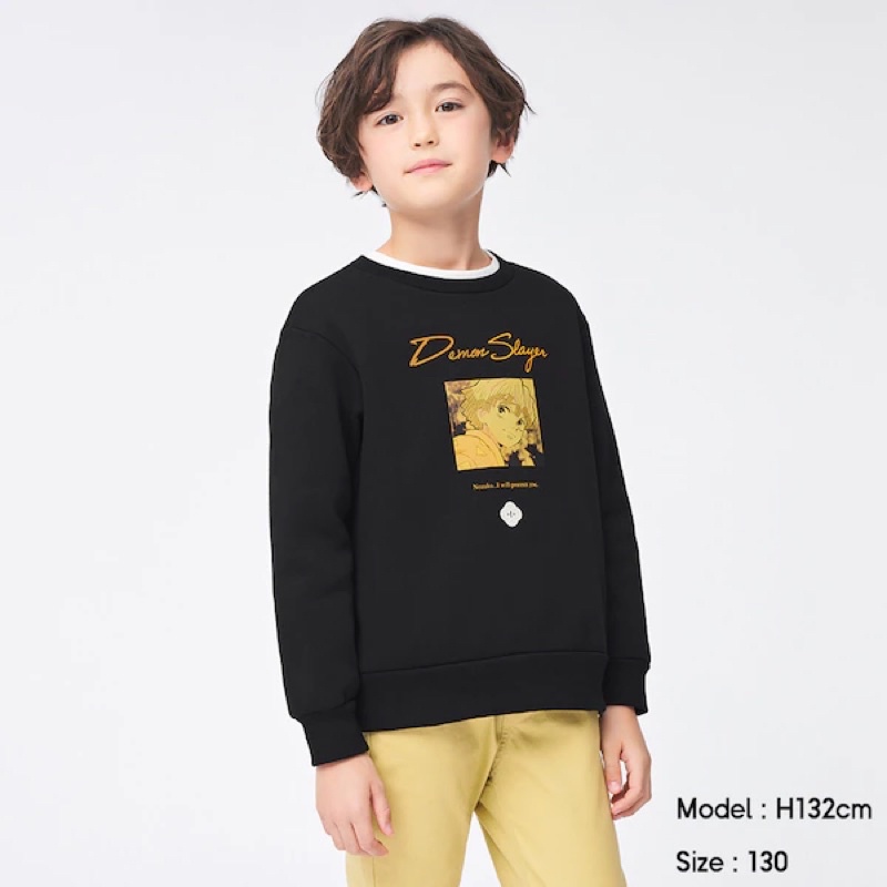 Áo nỉ lót lông cổ tròn trẻ em KIDS dễ thương Demo Slayer 1 của GU - Nhật