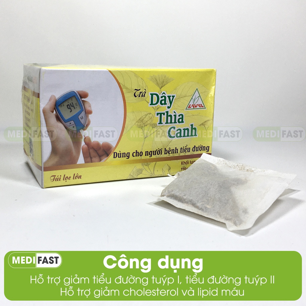 Trà túi lọc Dây Thìa Canh Lava 30 túi dành cho người tiểu đường type 1, 2 giúp làm giảm hạ đường huyết trong máu