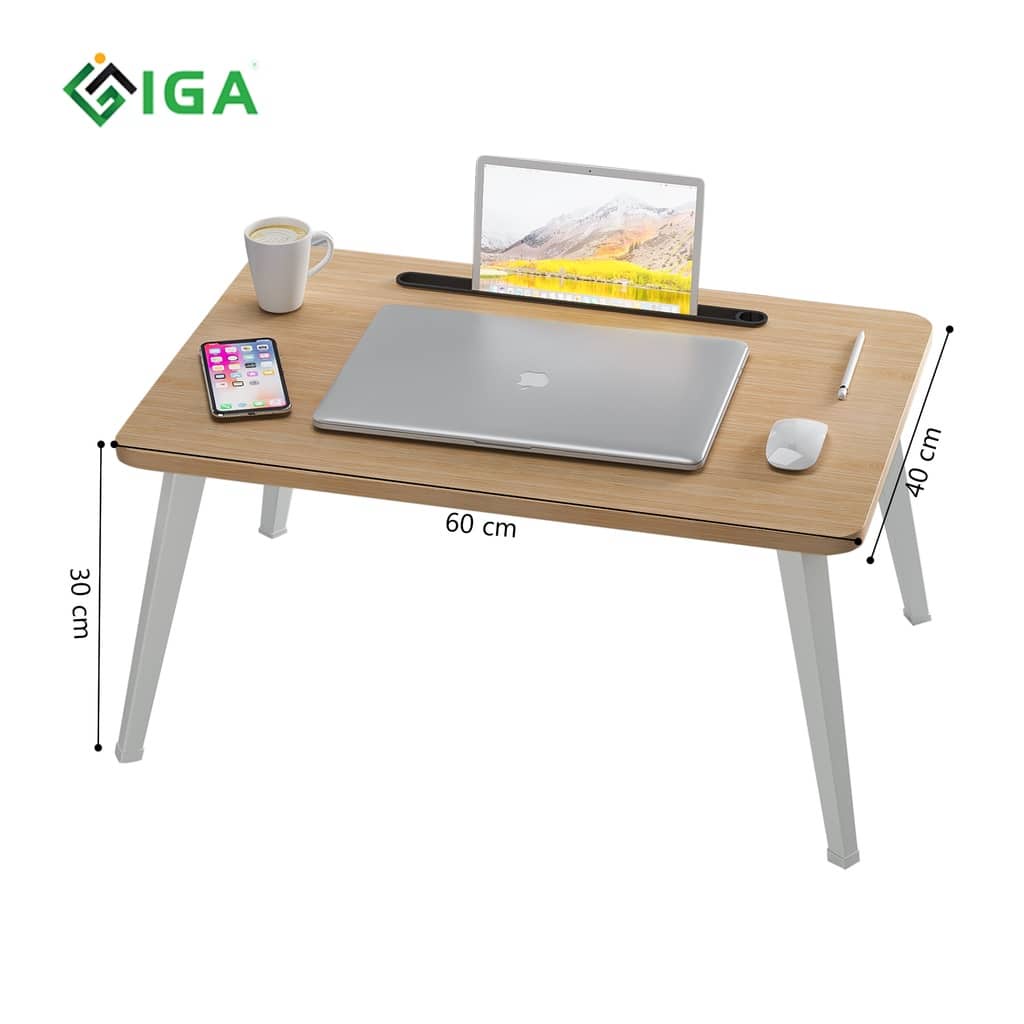 Bàn học làm việc, bàn ăn gấp gọn có khe cắm ipad mặt gỗ MDF hiện đại thông minh- GP220