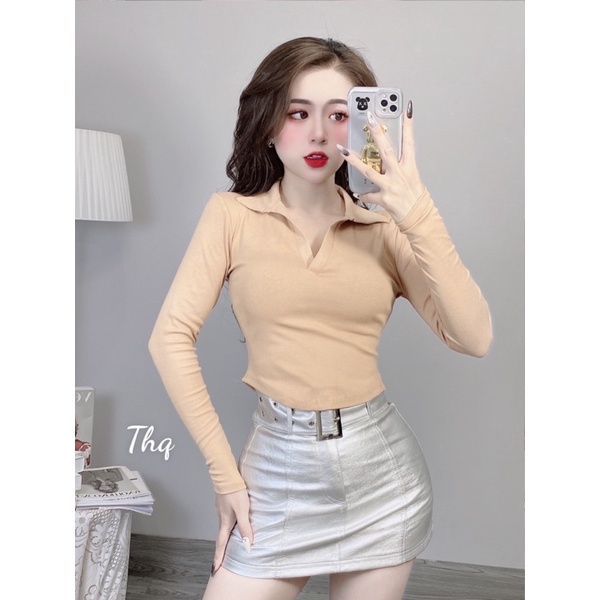 Áo croptop cổ bẻ đuôi tôm hot hít