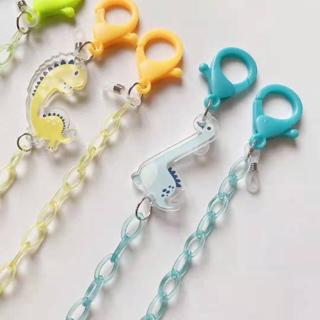 Dây đeo mắt kính bằng acrylic màu kẹo hình khủng long hoạt hình dễ thương sáng tạo