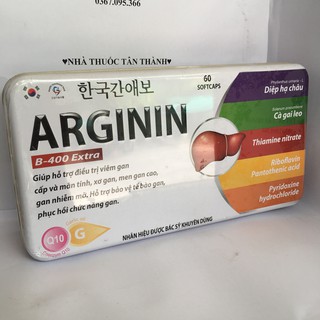 ARGININ B 400 Extra viên uống bổ gan hộp 60 viên