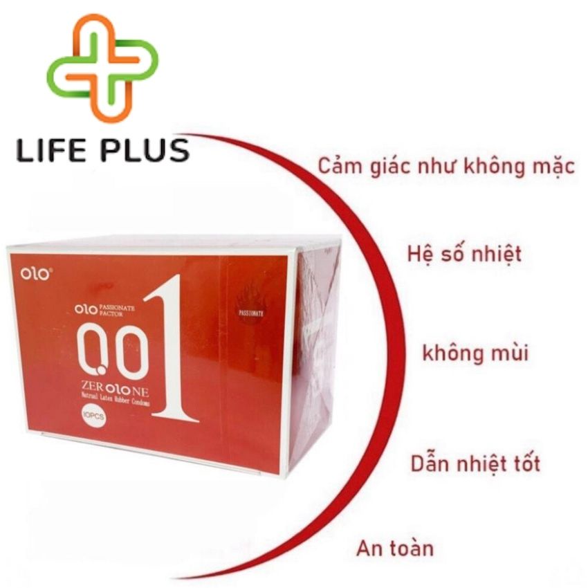 Bao Cao Su Siêu Mỏng OLO Đỏ LP01 Tăng Thời Gian QH Nhiều Gel Bôi Trơn Hộp 10 bcs - Tặng Bao Cao Su LP01-Life Plus Store