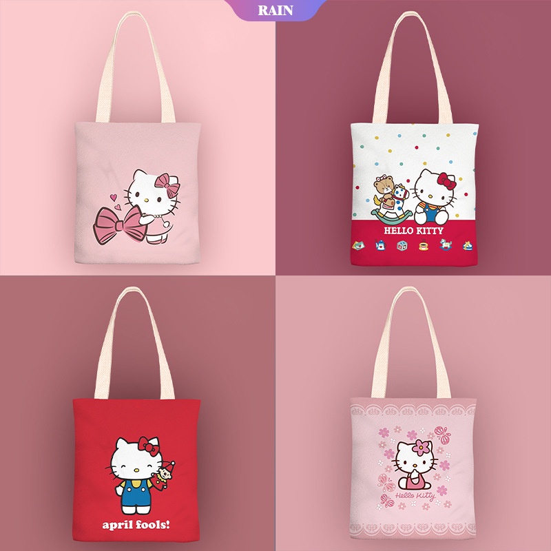 SANRIO Túi Xách Đeo Vai Bằng Vải Canvas 38Cm In Hình Hoạt Hình Dễ Thương Dành Cho Nữ