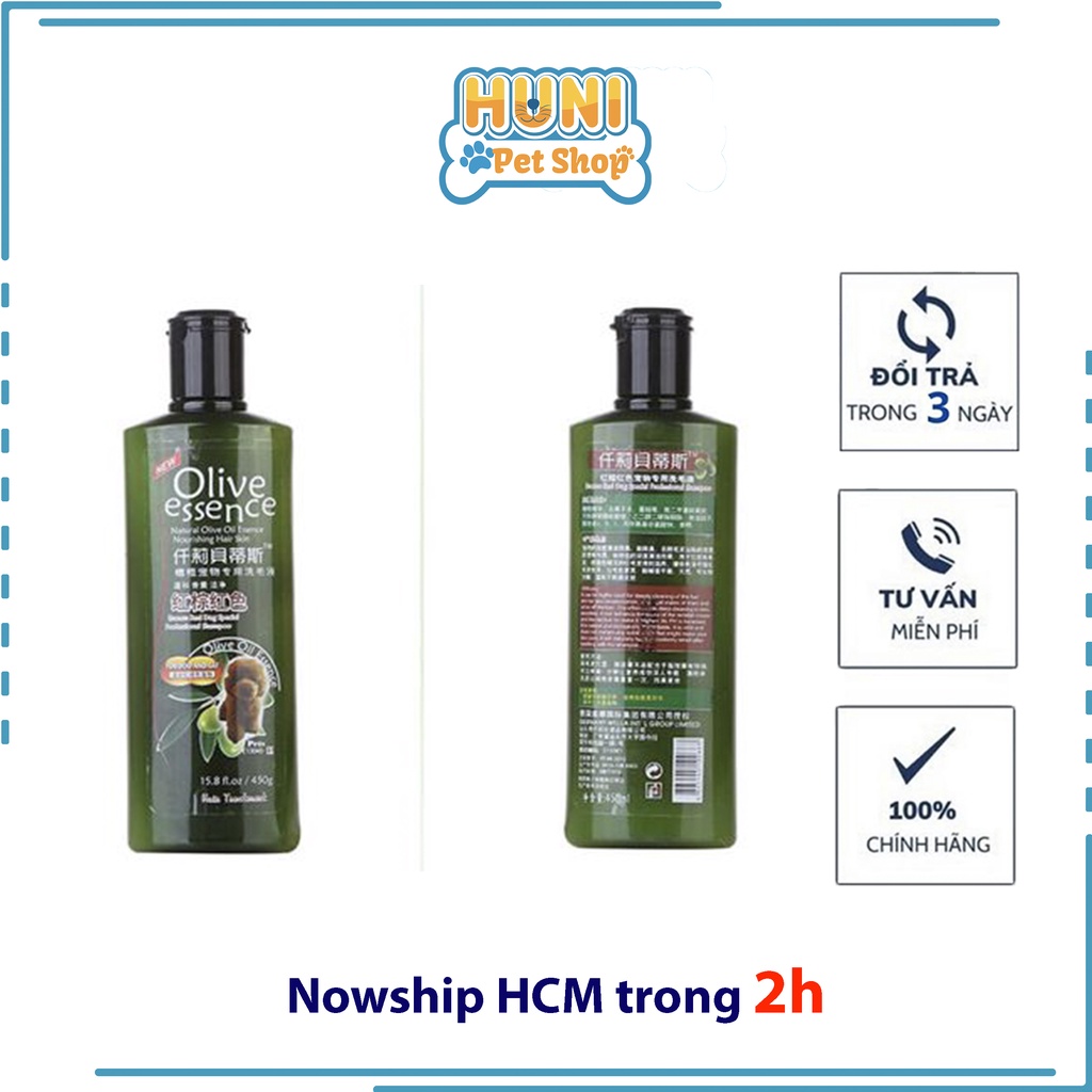 Sữa tắm chó Olive mùi thơm, hoàn toàn từ thiên nhiên lông trắng, lông nâu, poodle, dưỡng da - Huni petshop