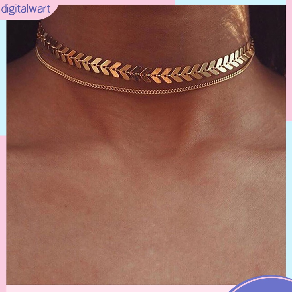 Vòng cổ choker 2 tầng hình xương cá quấn tròn cá tính sang trọng cho nữ
