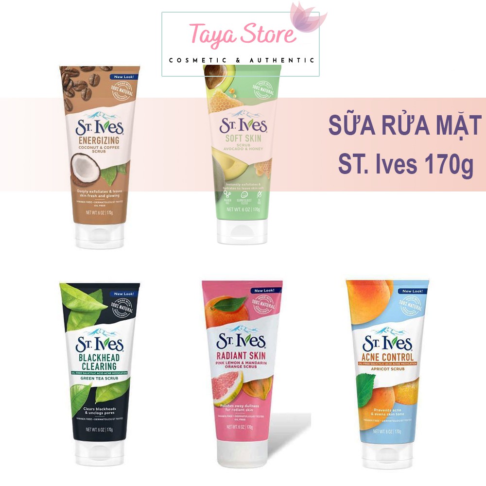 Sữa rửa mặt ST.IVES dịu nhẹ USA 170g tẩy da chết, giảm tình trạng mụn