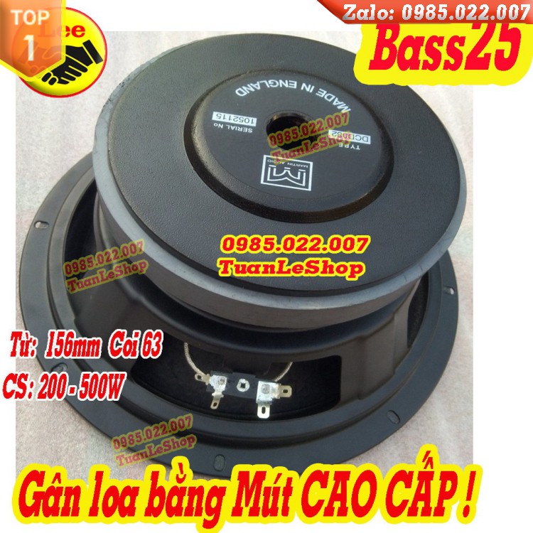 LOA BASS 25 COIL 63 TỪ 156 MA TIN XƯƠNG SẮT - LOA 2.5 TẤC - GIÁ 01 LOA