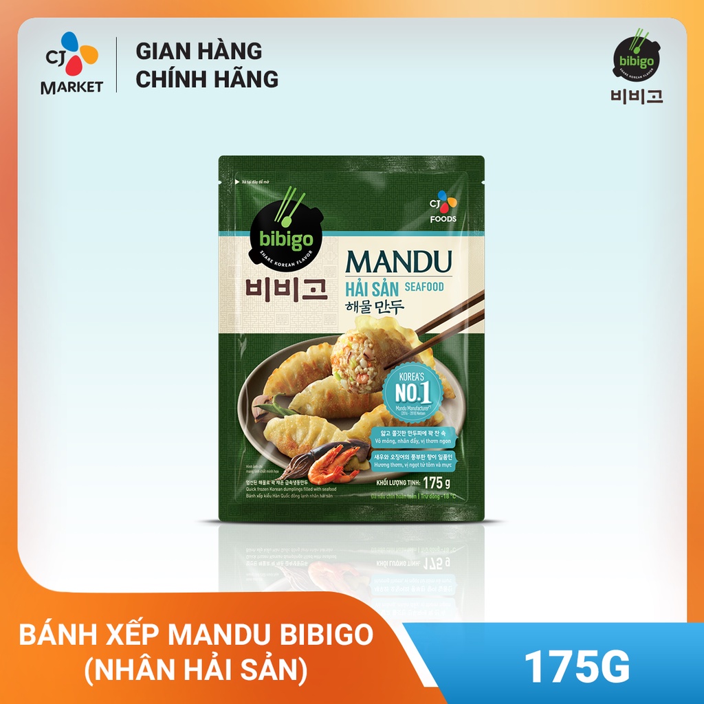 [Tặng Kimchi đơn từ 199k]  Bánh xếp Mandu Hàn Quốc - Mandu Bibigo Hải Sản 175g