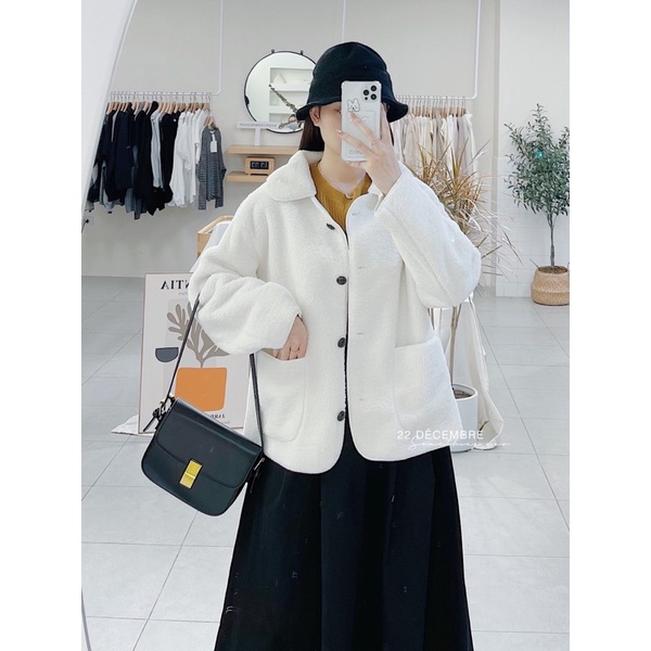 Áo khoác lông mềm dáng rộng siêu ấm áp | BigBuy360 - bigbuy360.vn