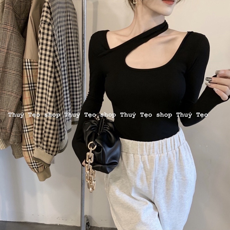 [Hàng sẵn ] Áo thun tăm đai tay CỔ CHÉO co giãn 4 chiều