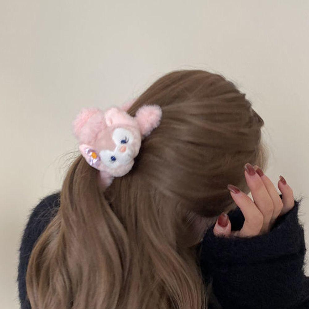 VANES1 Dây Cột Tóc Lông Nhung Màu Hồng Hình Thú Hoạt Hình Dễ Thương Cho Nữ