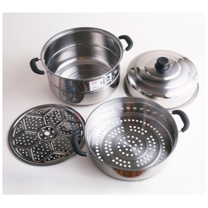 [XẢ KHO 3 NGÀY] Nồi hấp xửng inox 3 tầng siêu to hấp bánh, xôi, luộc gà nguyên con