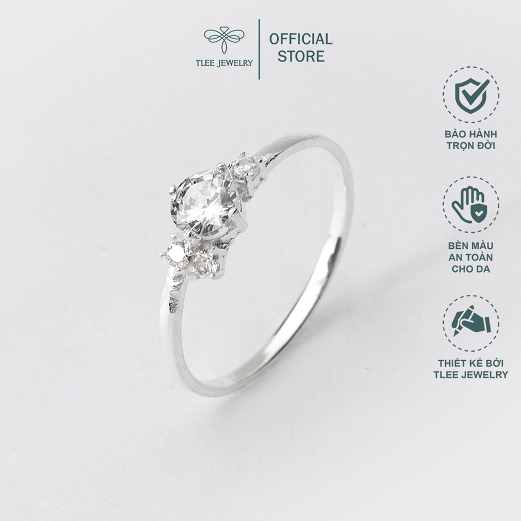 Nhẫn bạc nữ TLEE ba viên đá cách điệu sang trọng TleeJewelry A0209