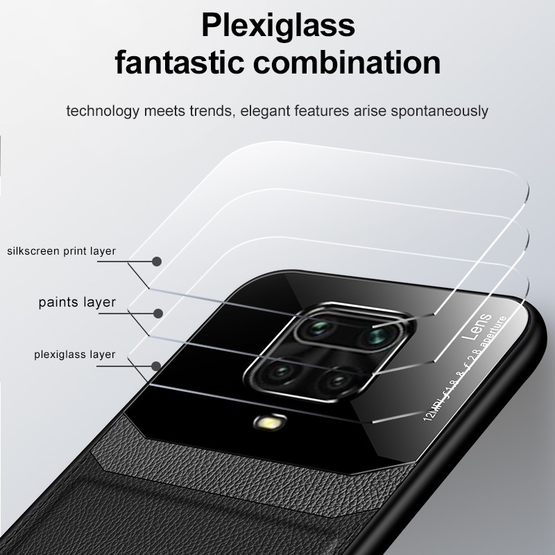 Ốp Điện Thoại Koosuk Bằng Acrylic Cứng Phối Da Chống Rơi Cho Xiaomi Redmi Note 9 Pro Max Note 9S 10 10S