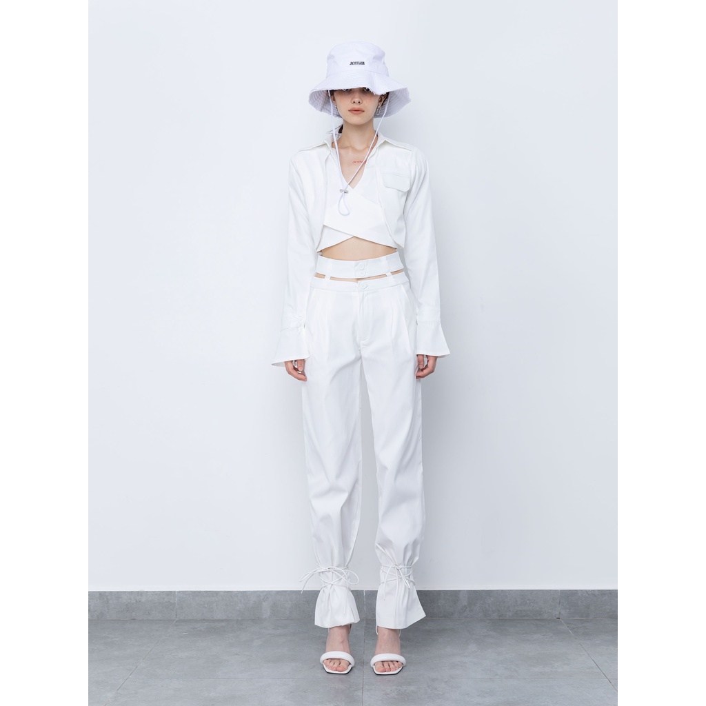 Set Nữ Áo Ngắn Blazer - Quần dài , Chất Kaki Cotton , WSD000112,SOMEHOW