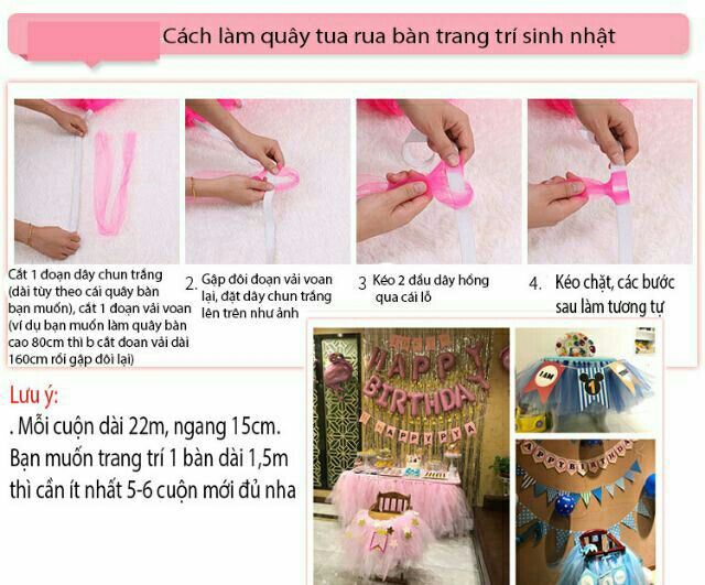 Kết sẵn Rèm voan quây bàn trang trí