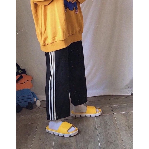 Quần ống suông / Quần cullotes 3 sọc ống rộng Unisex siêu hot Q29