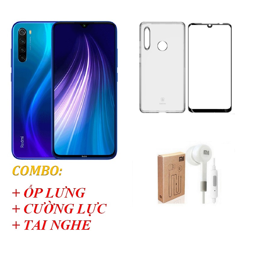 Điện thoại Xiaomi Redmi Note 8 4GB 64GB + Tai nghe + Ốp lưng + Cường lực - nhập khẩu | BigBuy360 - bigbuy360.vn