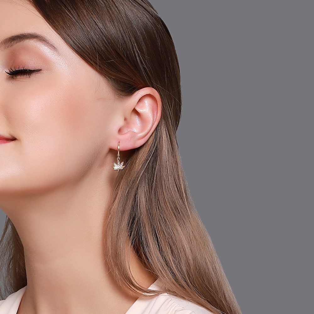 Khuyên tai đính kim cương giả phong cách Hàn Quốc sang trọng cho nữ