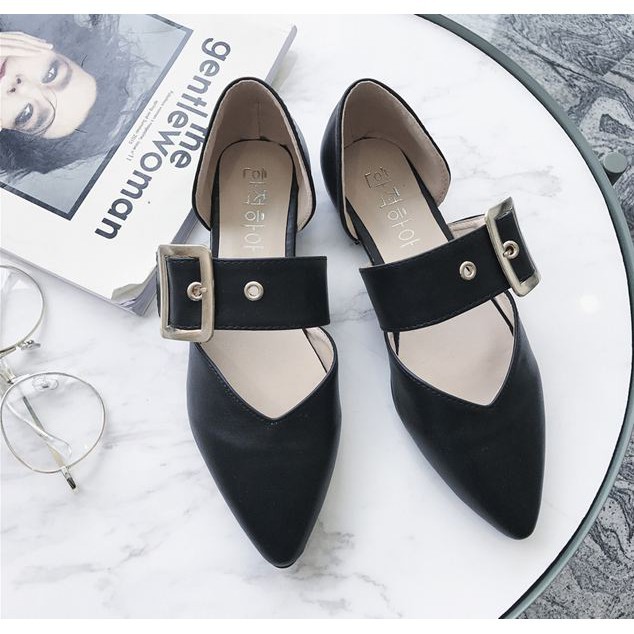 T1083 Giày búp bê đế bằng mũi nhọn, quai bản to ngang bàn chân | BigBuy360 - bigbuy360.vn