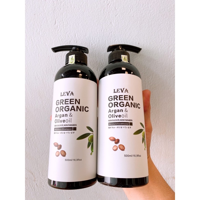 Dầu gội và dầu xả Leva Green Organic 500mlx2