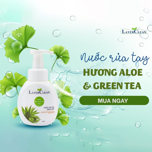 {TIN DÙNG} Nước Rửa Tay Diệt Khuẩn Tạo Bọt Hữa Cơ 330ml Organic Layer Clean Tinh Chất Lô Hội An Toàn Cho Da