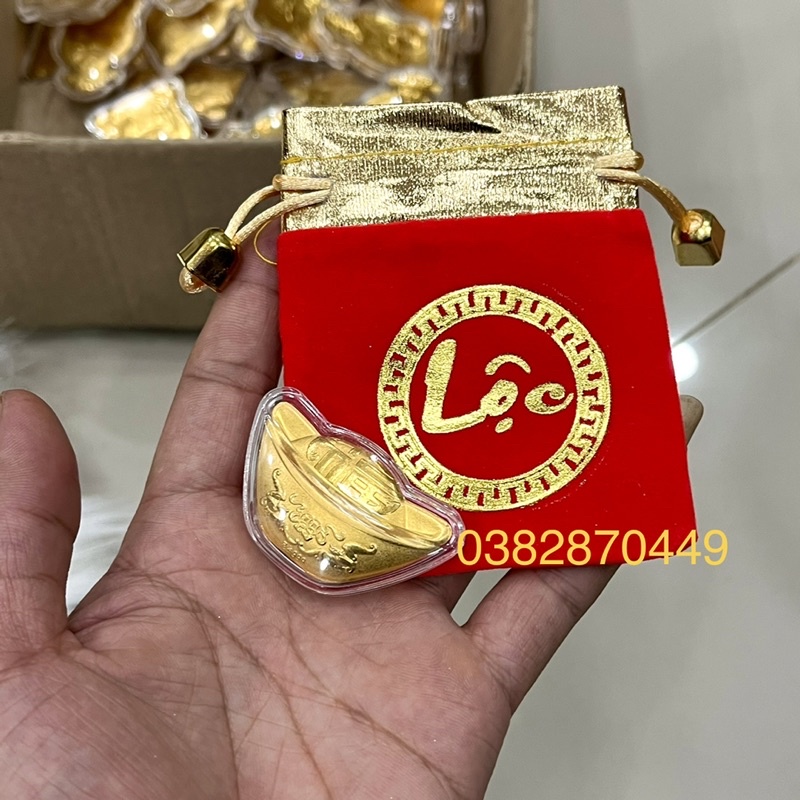 [Sỉ Rẻ Nhất] Combo 10 Thỏi Vàng Thần Tài Kim Nguyên Bảo Kèm Túi Phúc - Lộc May mắn