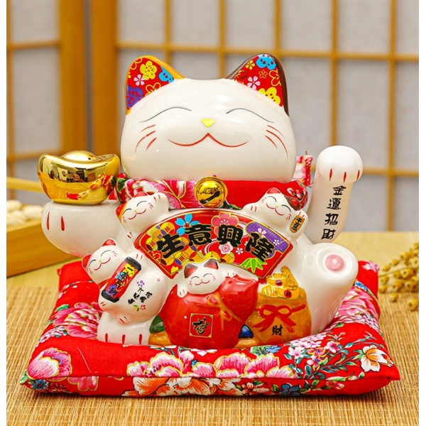 HF20002 Mèo thần tài 7 inch (18x12x17cm) Mèo hút khách - MÈO THẦN TÀI MAY MẮN NHẬT BẢN MANEKI NEKO VẪY TAY