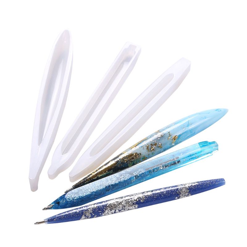 Bộ 3 Khuôn Silicone Làm Bút Đúc Nhựa Resin Kèm Ruột Thay Thế Cho Trẻ Em